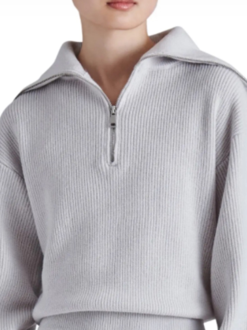 Steve Madden Charcoal Ribbed Half-Zip Hooded Sweater